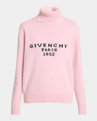 Givenchy Turtleneck Logo Wool-cashmere Sweater In Pink