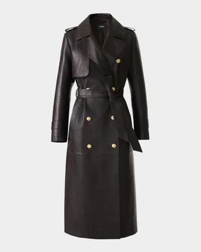 Mackage Gael Double Breasted Lambskin Leather Trench Coat In Black