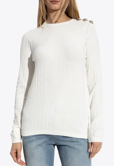 Balmain Beige Viscose Polyester Sweaters In White