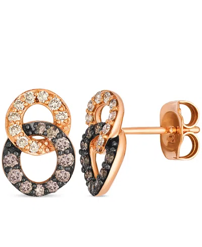 Le Vian Nude Diamond (0.15 Ct. T.w.) And Chocolate Diamond ( 0.24 Ct. T.w.) Earring In 14k Strawberry Gold In Gold