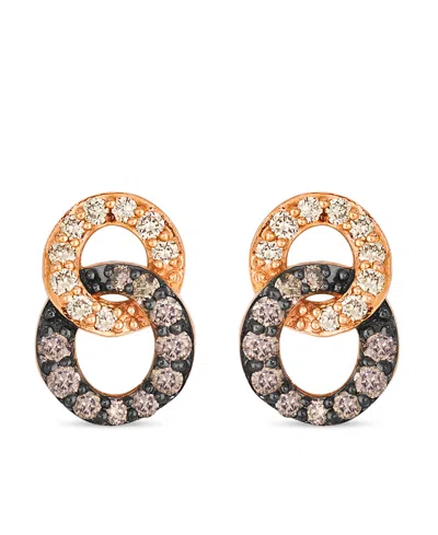 Le Vian Nude Diamond (0.15 Ct. T.w.) And Chocolate Diamond ( 0.24 Ct. T.w.) Earring In 14k Strawberry Gold In Gold