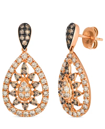 Le Vian Nude Diamond (0.96 Ct. T.w.) And Chocolate Diamond ( 0.44 Ct. T.w.) Earrings In 14k Strawberry Gold In Gold