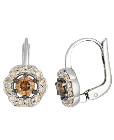 Le Vian Nude Diamond (0.41 Ct. T.w.) And Chocolate Diamond ( 0.46 Ct. T.w.) Earrings In 14k Vanilla Gold In Multi