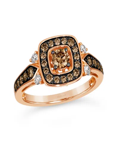 Le Vian Vanilla And Chocolate Diamond Ring (0.78 Ct. T.w.) In 14k Strawberry Gold In Multi