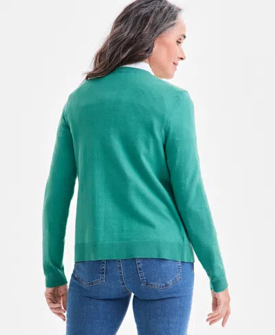 Style & Co Women's Button-down Long-sleeve Cardigan, Created For Macy's In Gray