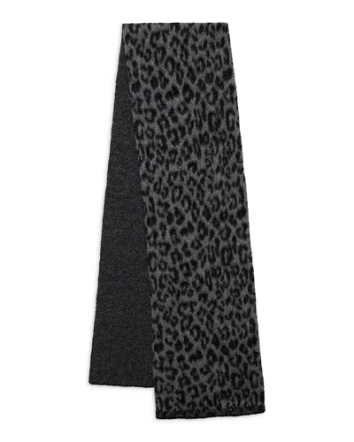 Anine Bing Rectangular Animal Pattern Scarf With Frayed Edges In Black