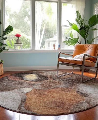 Dalyn Neo Washable No2 8'x8' Round Area Rug In Brown
