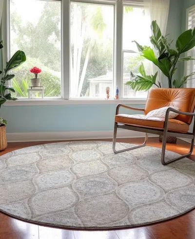 Dalyn Neo Washable No7 8'x8' Round Area Rug In Gray