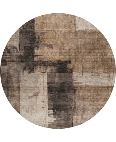 Dalyn Nouveau Washable Nv10 8'x8' Round Area Rug In Brown