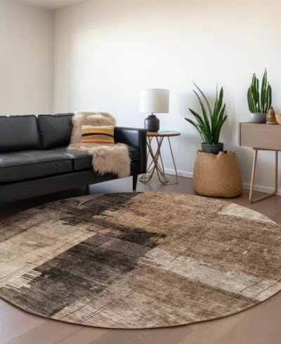 Dalyn Nouveau Washable Nv10 8'x8' Round Area Rug In Brown