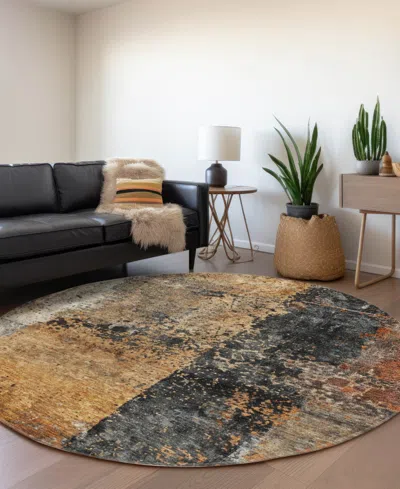 Dalyn Nouveau Washable Nv13 8'x8' Round Area Rug In Brown