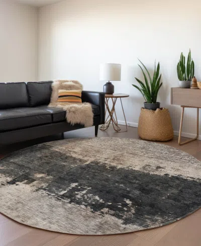 Dalyn Nouveau Washable Nv23 8'x8' Round Area Rug In Brown