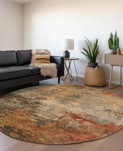 Dalyn Nouveau Nv24 8'x8' Round Area Rug In Brown