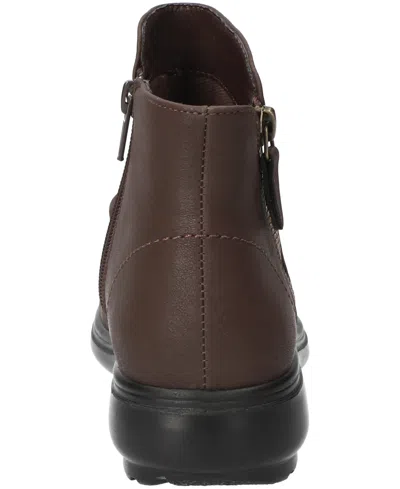 Easy Street Women's Lyra Zipper Ankle Boots In Brown