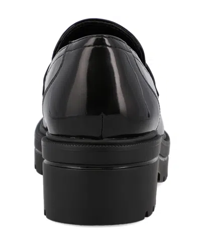 Mia Nelcy Womens Patent Slip On Loafers In Black