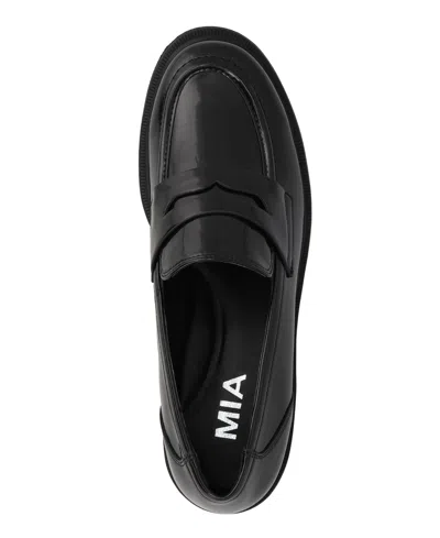 Mia Nelcy Womens Patent Slip On Loafers In Black