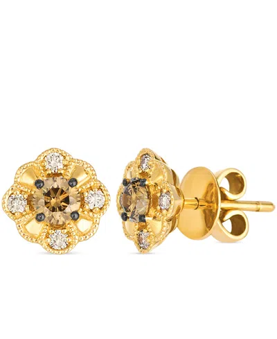 Le Vian Nude Diamond (0.18 Ct. T.w.) And Chocolate Diamond ( 0.46 Ct. T.w.) Earrings In 14k Honey Gold In Gold