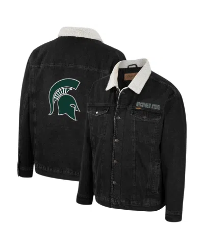 Colosseum X Wrangler Men's Charcoal Michigan State Spartans Western Button-up Denim Jacket In Black