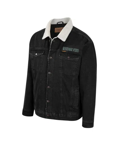 Colosseum X Wrangler Men's Charcoal Michigan State Spartans Western Button-up Denim Jacket In Black