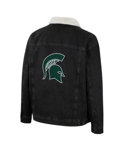 Colosseum X Wrangler Men's Charcoal Michigan State Spartans Western Button-up Denim Jacket In Black