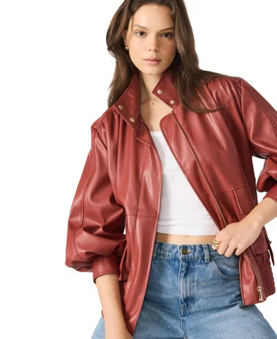 Steve Madden Vee Faux Leather Jacket In Brown