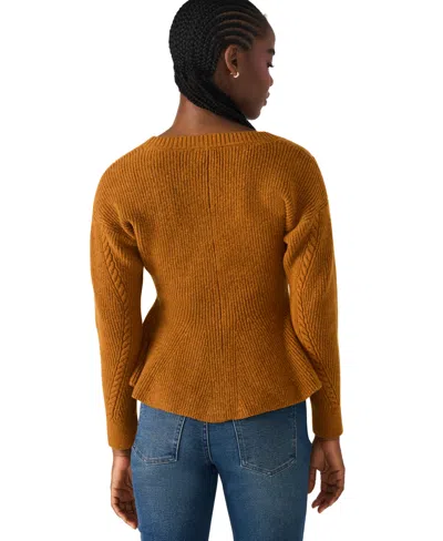 Steve Madden Women's Courtney V-neck Peplum Sweater In Brown