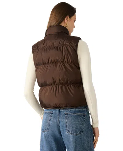 Steve Madden Women's Brady Reversible Puffer Vest In Brown