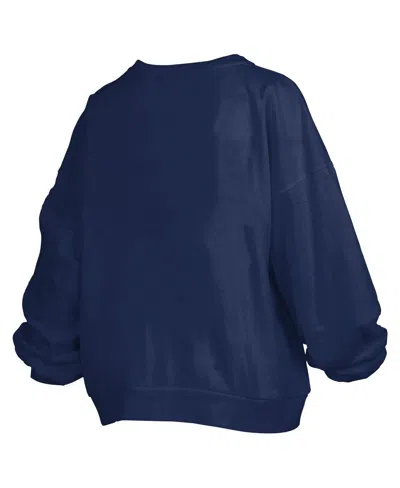 Pressbox Women's Navy North Carolina Tar Heels Big Aug Script Janice Oversized Pullover Sweatshirt In Blue