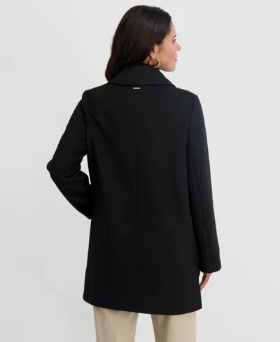 Tahari Paula Single Breasted Wool Bend Coat In Black
