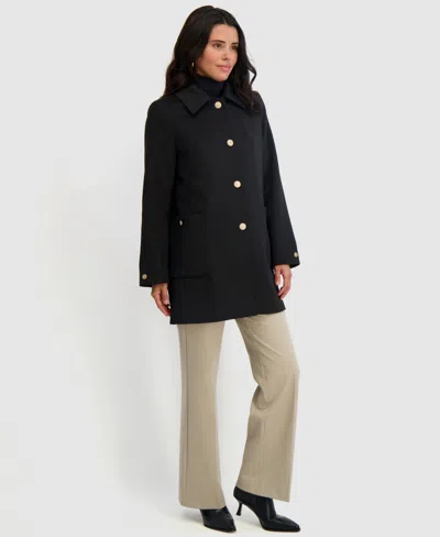 Tahari Paula Single Breasted Wool Bend Coat In Black