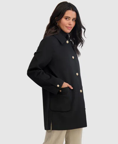 Tahari Paula Single Breasted Wool Bend Coat In Black