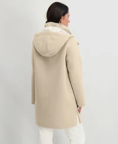 Tahari Bristol Wool Blend Coat With Removable Hood In Brown