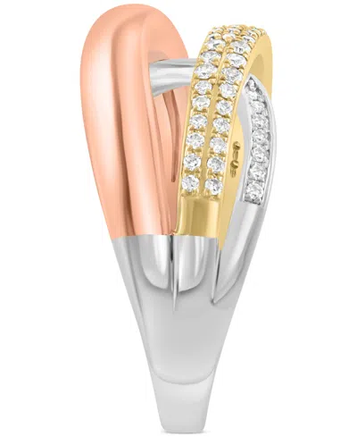 Effy Collection Effy Diamond Pave Three Band Crossover Ring (1/3 Ct. T.w.) In 14k Tricolor Gold