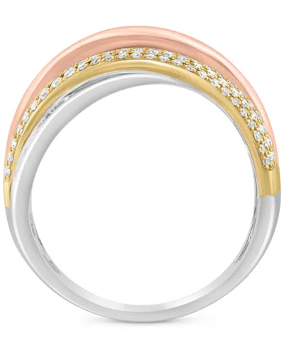 Effy Collection Effy Diamond Pave Three Band Crossover Ring (1/3 Ct. T.w.) In 14k Tricolor Gold