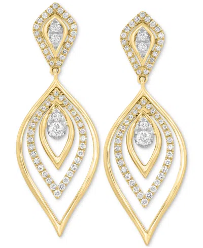 Effy Collection Effy Diamond Navette Multi-layer Drop Earrings (7/8 Ct. T.w.) In 14k Gold In Gold