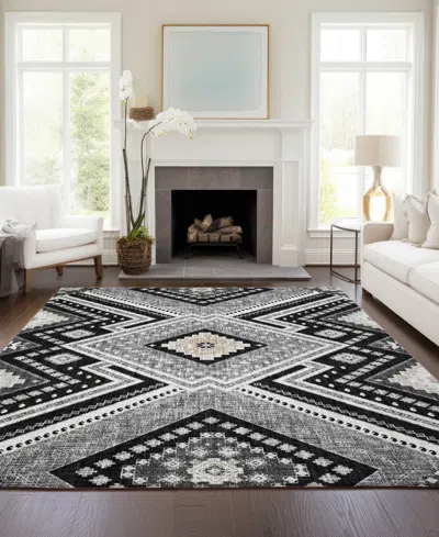 Dalyn Portico Washable Po5 10'x14' Area Rug In Black