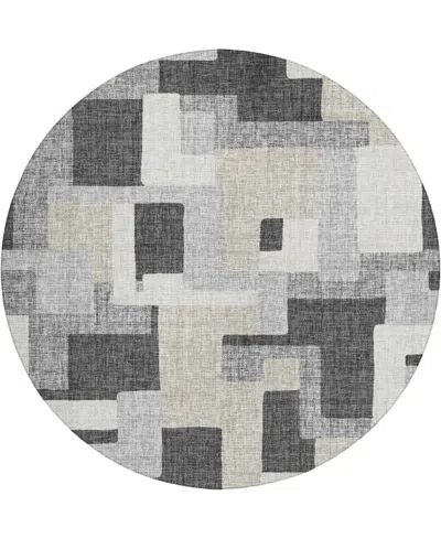 Dalyn Portico Po3 8'x8' Round Area Rug In Gray
