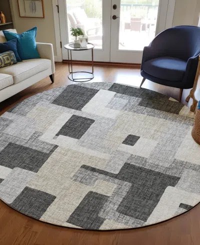 Dalyn Portico Po3 8'x8' Round Area Rug In Gray