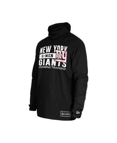 New Era Men's Black New York Giants Functional Fandom Balaclava Helmet Stripe Tri-blend Hoodie In Black