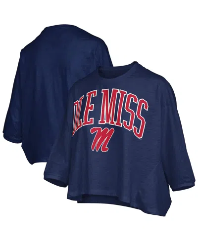 Pressbox Women's Navy Ole Miss Rebels Midi Arch Over Logo Oversized T-shirt In Blue