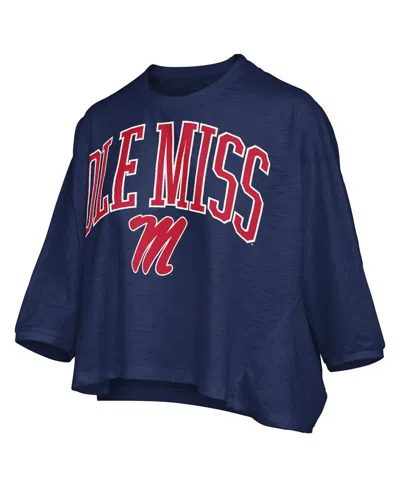 Pressbox Women's Navy Ole Miss Rebels Midi Arch Over Logo Oversized T-shirt In Blue