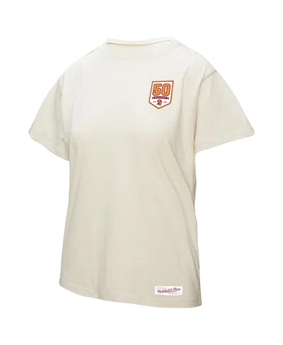 Mitchell & Ness Women's Cream Tampa Bay Buccaneers 50th Season Pirate Oversized Boyfriend T-shirt In White