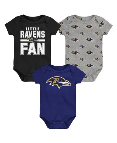 Outerstuff Newborn 3-pack Baltimore Ravens Little Tike Bodysuit Set In Multi