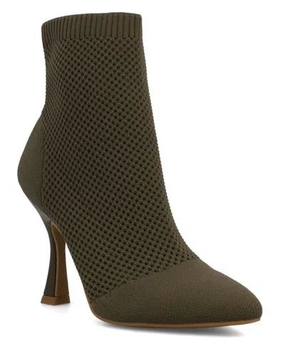 Mia Women's Pamilla Pointed Toe Knit Dress Booties In Brown