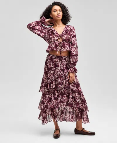 And Now This Now This Womens Ruffled Cuff Balloon Sleeve Top Pxxs Xxl Macys Exclusive In Multi