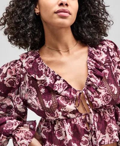 And Now This Now This Womens Ruffled Cuff Balloon Sleeve Top Pxxs Xxl Macys Exclusive In Multi