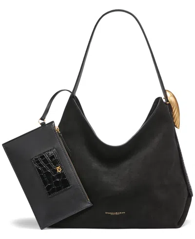 Donna Karan Georgette Suede Medium Bucket Bag In Black