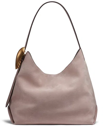 Donna Karan Georgette Suede Medium Bucket Bag In Gray
