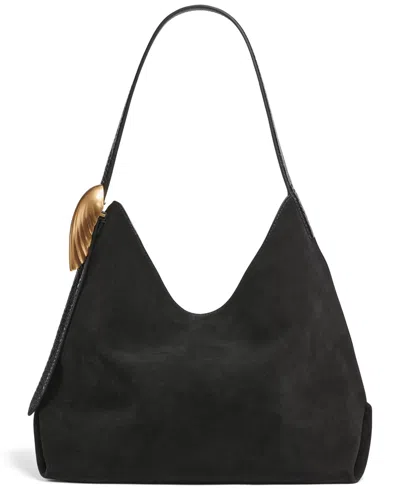 Donna Karan Georgette Suede Medium Bucket Bag In Black