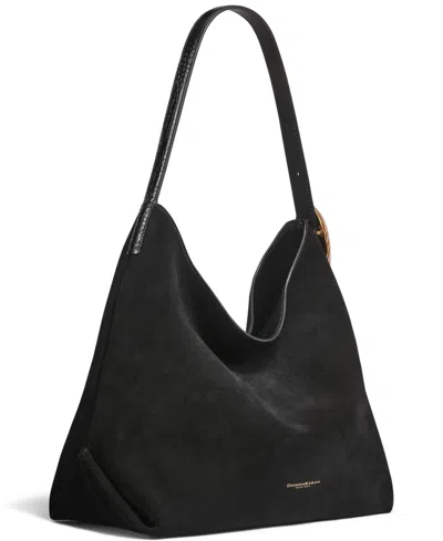 Donna Karan Georgette Suede Medium Bucket Bag In Black